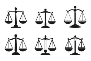 Simple balance scale outline icon set vector