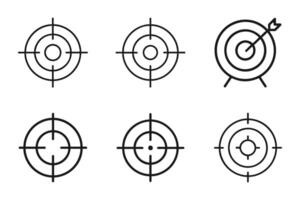 Minimalistic Target Outline and Silhouette Icon Set vector