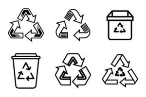 Recycle Icon Set with Clean Outline Design vector