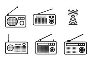 Flat Design Radio Silhouette Icons vector
