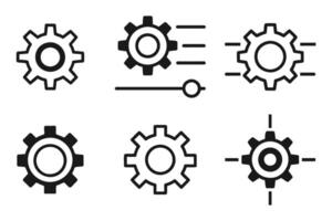 Minimal Settings Icon Set in Silhouette Outline vector