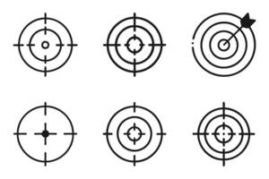 Flat Design Target Silhouette Icons with Outlines vector