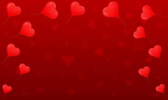 Valentines background with floating hearts and balloons vector