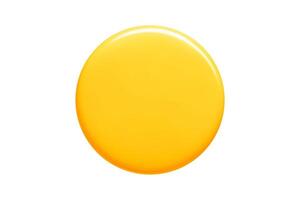 Yellow 3d callout banner in circular shape with gradient shading and glossy surface. vector