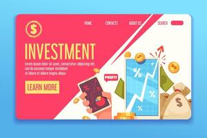 Investment Webpage Design with Financial Graphics vector
