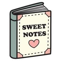 A high-quality illustration of a book about sweet notes, featuring a charming and delicate design. vector