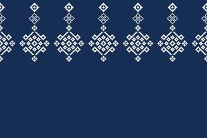 Ethnic pixel art of blue ethnic pattern fabric pattern background decoration design. vector