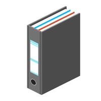 Isometric Flat A4 Ring binder Folder with Document Pages - Color Icon Illustration vector