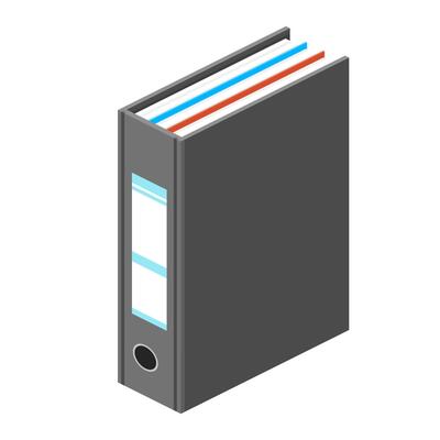Isometric Flat A4 Ring binder Folder with Document Pages - Color Icon Illustration