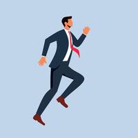 Dynamic illustration of a businessman in a formal suit jumping energetically, symbolizing ambition, motivation, and enthusiasm in professional pursuits vector