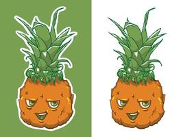 Cute mascot design of a pineapple. Fresh and cute character design with a pineapple. Scalable file for stickers, t-shirt, tote bag prints. vector