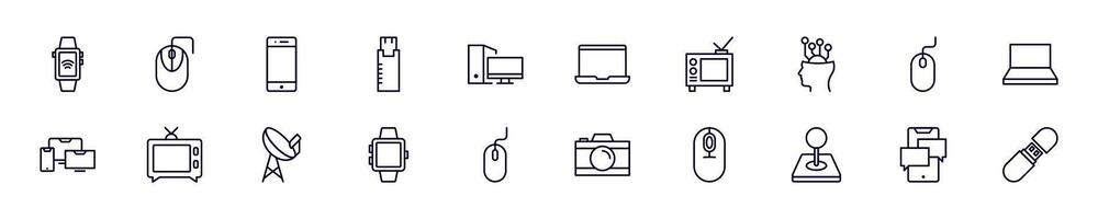 Simple outline signs of electronics. Line icons suitable for web sites, apps, infographics vector