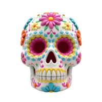 a colorful sugar skull on a transparent background png