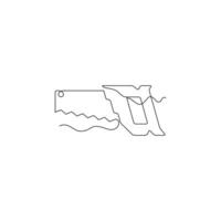 one line art hand saw illustration. line art, one continuous line, simple, hand drawn and sketch style. for icons, symbols, signs or logos vector
