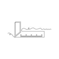 one line art square ruler illustration. line art, one continuous line, simple, hand drawn and sketch style. for icons, symbols, signs or logos vector
