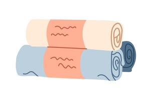 Rolled up chlothes on white background. vector