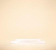 Beige background 3d with white podium space for selling products, backdrop, wallpaper, background, text. 3D abstract studio room with pedestal podium. illustration. vector