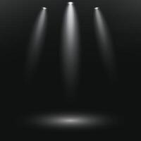 Empty stage glowing white color light on black background. Space for selling products on the website. Empty room with spotlight effect. illustration. vector