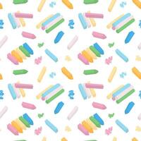 Chalk and crayons flat seamless pattern on white background vector