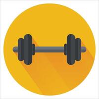 A flat icon of a barbell on a yellow background vector