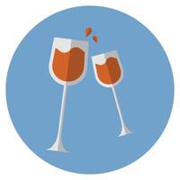Two wine glasses with wine in them on a blue background vector