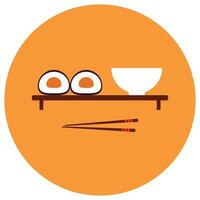 A flat icon of sushi and chopsticks vector