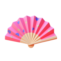 a pink fan with a blue and pink pattern png