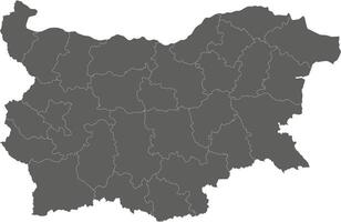 regional black and white blank map of Bulgaria with provinces or territories and administrative divisions. Editable and clearly labeled layers. vector