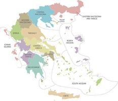 map of Greece with regions or territories and administrative divisions. Editable and clearly labeled layers. vector