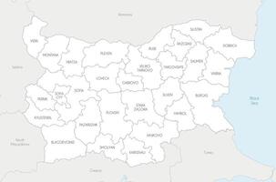 regional map of Bulgaria with provinces and administrative divisions, and neighbouring countries and territories. Editable and clearly labeled layers. vector
