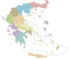 blank map of Greece with regions and administrative divisions. Editable and clearly labeled layers. vector
