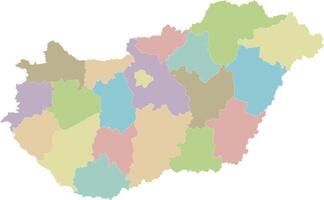 regional blank map of Hungary with counties or territories and administrative divisions. Editable and clearly labeled layers. vector