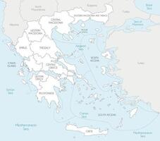 map of Greece with regions and administrative divisions, and neighbouring countries and territories. Editable and clearly labeled layers. vector