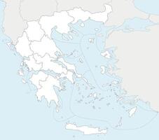 blank map of Greece with regions and administrative divisions, and neighbouring countries and territories. Editable and clearly labeled layers. vector