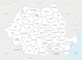 regional map of Romania with counties and administrative divisions, and neighbouring countries and territories. Editable and clearly labeled layers. vector