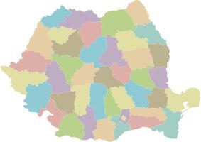 regional blank map of Romania with counties or territories and administrative divisions. Editable and clearly labeled layers. vector