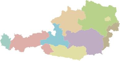 regional blank map of Austria with federal states or territories and administrative divisions. Editable and clearly labeled layers. vector