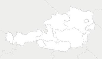 regional blank map of Austria with federal states and administrative divisions, and neighbouring countries and territories. Editable and clearly labeled layers. vector
