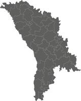 regional black and white blank map of Moldova with administrative divisions in districts, municipalities and autonomous territorial units. Editable and clearly labeled layers. vector