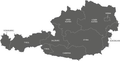 regional map of Austria with federal states and administrative divisions. Editable and clearly labeled layers. vector