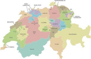 regional map of Switzerland with cantons and administrative divisions. Editable and clearly labeled layers. vector