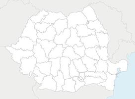 regional blank map of Romania with counties and administrative divisions, and neighbouring countries and territories. Editable and clearly labeled layers. vector