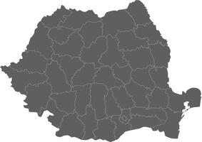 regional black and white blank map of Romania with counties or territories and administrative divisions. Editable and clearly labeled layers. vector