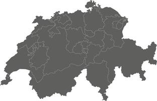 black and white regional blank map of Switzerland with cantons or territories and administrative divisions. Editable and clearly labeled layers. vector