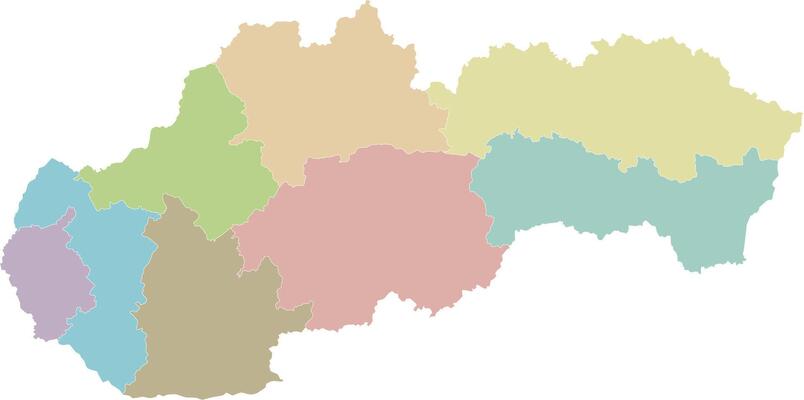 blank map of Slovakia or Slovak Republic with regions or territories and administrative divisions. Editable and clearly labeled layers.