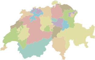 regional blank map of Switzerland with cantons or territories and administrative divisions. Editable and clearly labeled layers. vector