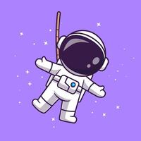 Cute Astronaut Floating In Space With Rope Cartoon vector