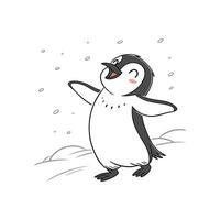 A penguin is standing in the snow with its arms outstretched vector