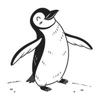 A penguin is standing on the ground with its arms outstretched vector