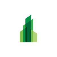 building made up of overlapping green vector